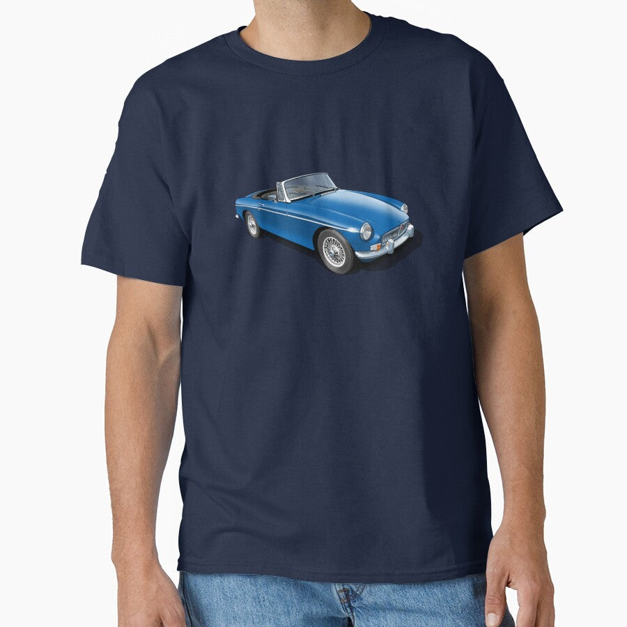 MGB Roadster in mineral blue by candc-retro Unisex , , , Long Sleeve Tee