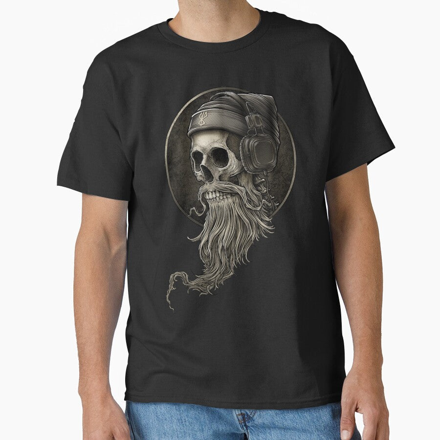 Viking Vintage Skull Beard with Headphone by Winya Unisex , , , Long Sleeve Tee
