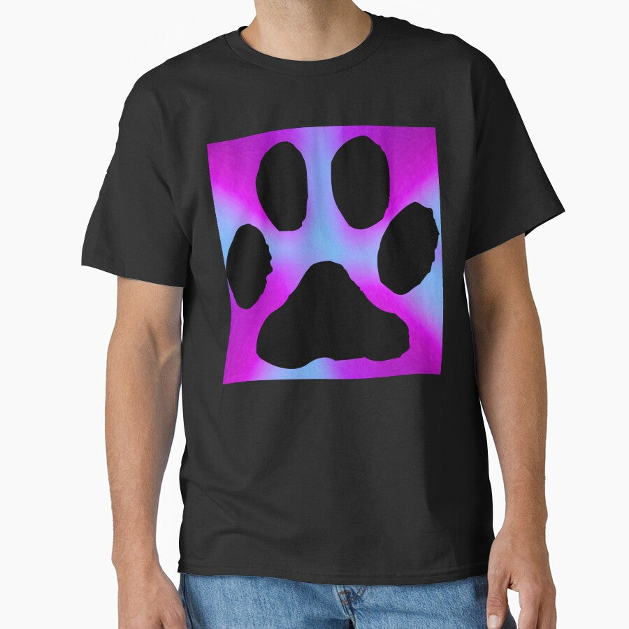 Dog Paw Print Silhouette on Cool Blue, Magenta & Purple Gradient Background by Fredster1966