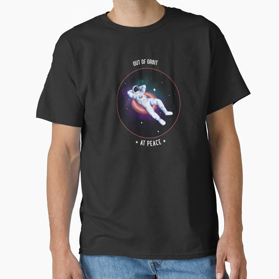 Floating Astronaut Finding Peace T-shirt by DesignbyAACreations