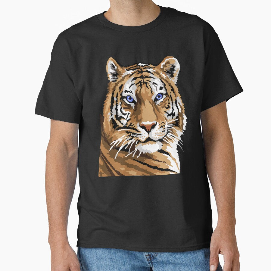 Pixel Tiger Portrait by LilSeashell Unisex , , , Long Sleeve Tee