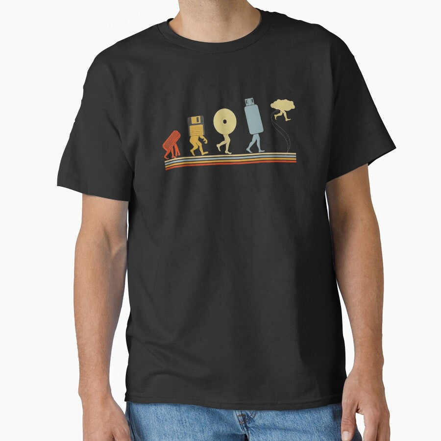 Funny Evolution Data Storage Retro Tech Computer Nerd Geeks by Goleon12 Unisex , , , Long Sleeve Tee