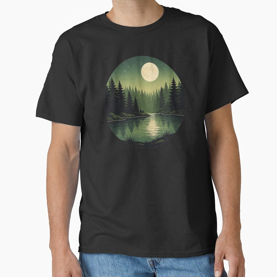 vintage night forest art by stikrusak Unisex , , , Long Sleeve Tee