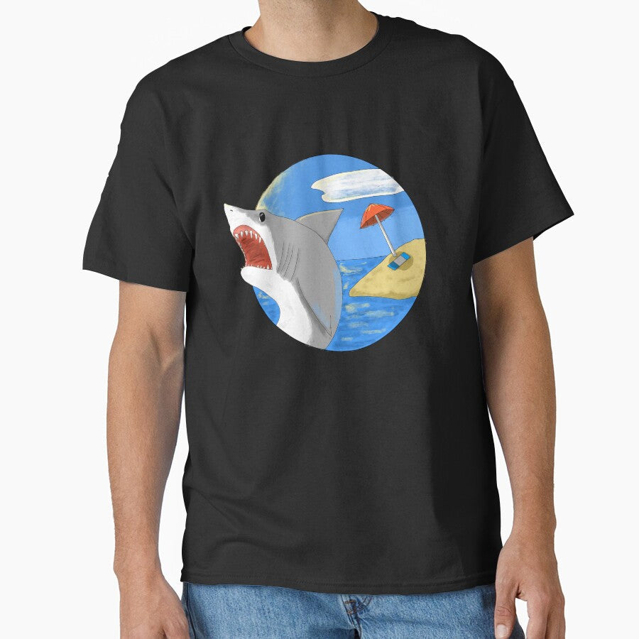Shark's Beach by SketchFanatic Unisex , , , Long Sleeve Tee