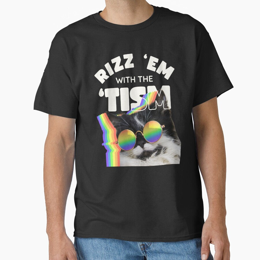 Rizz 'Em With The 'Tism Cat by Unhinged Hellions Unisex , , , Long Sleeve Tee