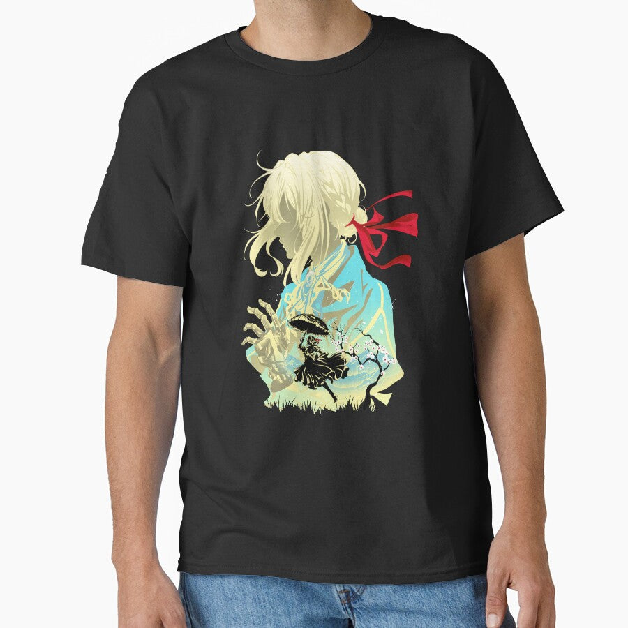 Violet Evergarden Silhouette – Minimalist Anime Art Print by Hypertwenty Designs Unisex , , , Long Sleeve Tee