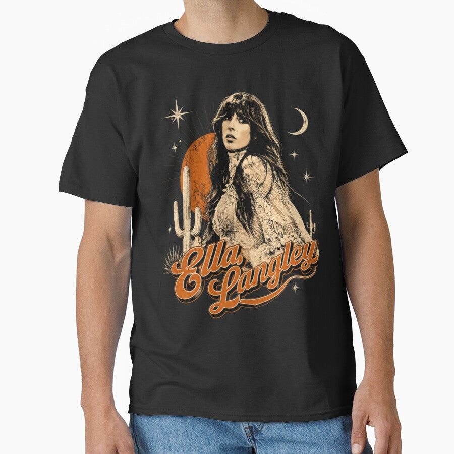 Desert Country Singer Retro Western Portrait Classic by bluither Unisex , , , Long Sleeve Tee