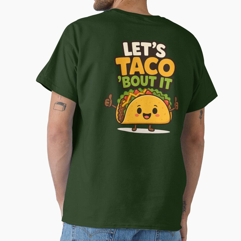 Let's Taco 'Bout It | Cute Kawaii Taco Pun Cartoon Design by Savage Dreams Unisex , , , Long Sleeve Tee
