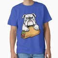 Bulldog Eating A Taco Funny Dog Art by Form & Fauna Unisex , , , Long Sleeve Tee
