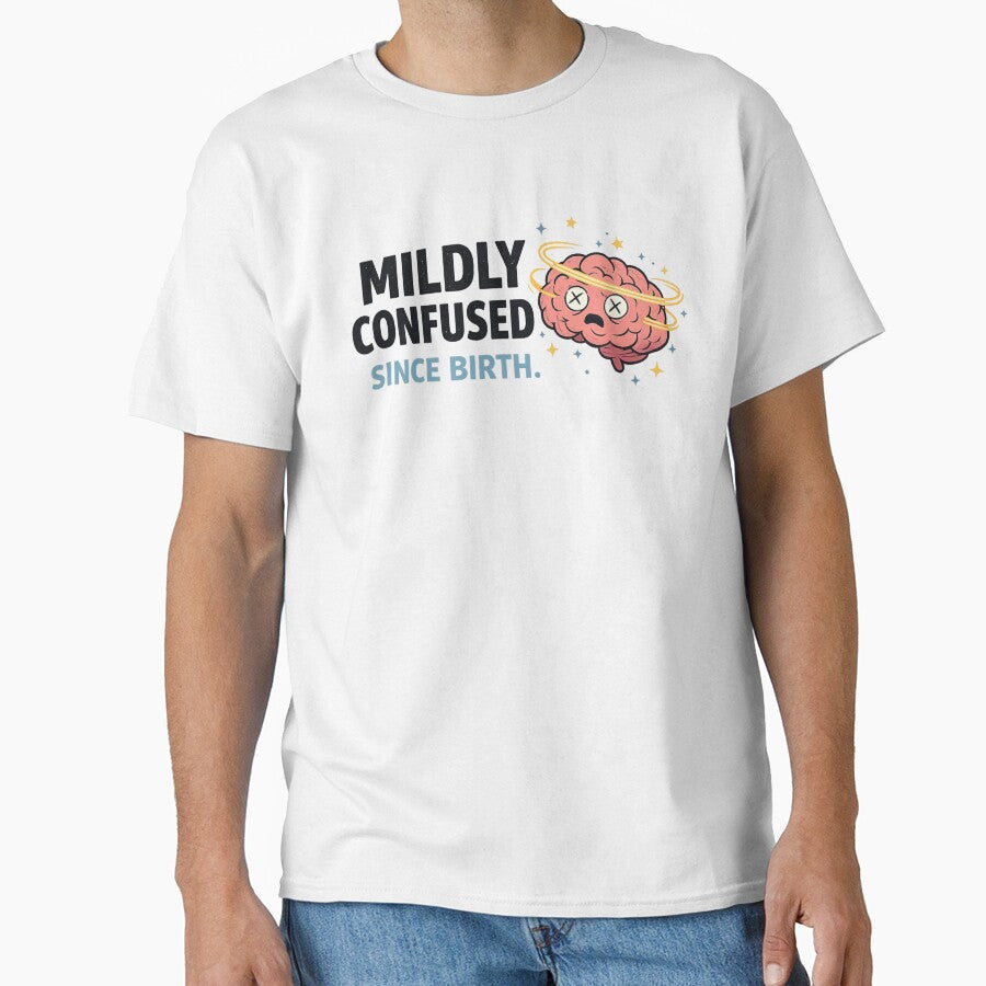 Mildly Confused Since Birth Humor Introvert Meme by CozyRetirementGifts Unisex , , , Long Sleeve Tee