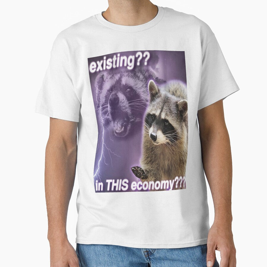 Existing?? In this economy??? - funny raccoon quotes by DuBistMeineFluc Unisex , , , Long Sleeve Tee