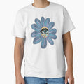 Groovy Trippy Blue Flower with Eye Sticker by libscreates