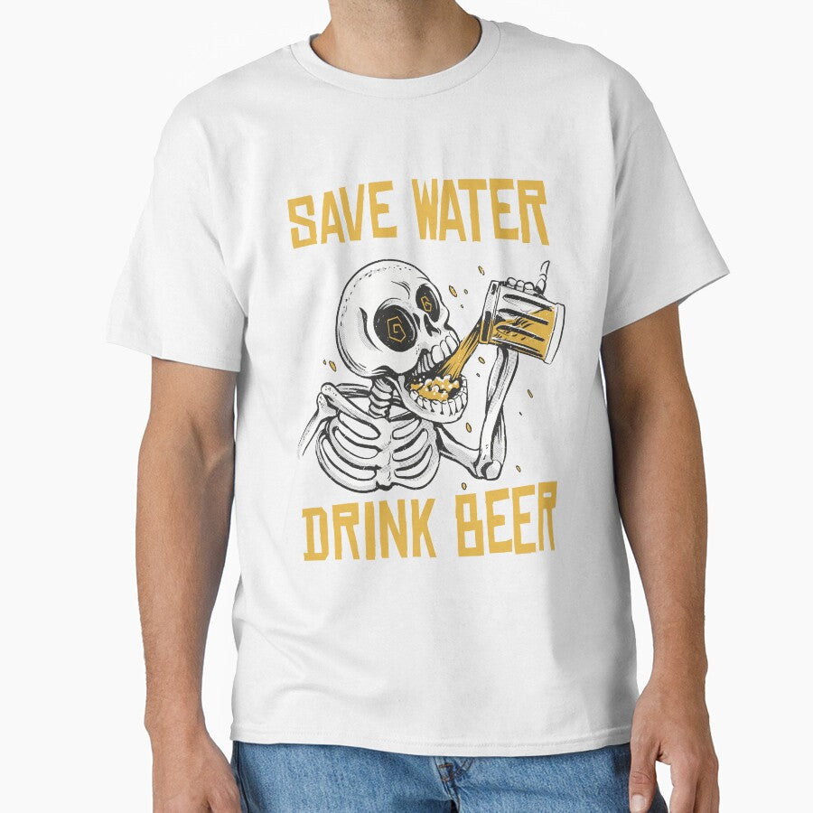 Save water Drink beer, Funny Skeleton by HandicraftArt Unisex , , , Long Sleeve Tee