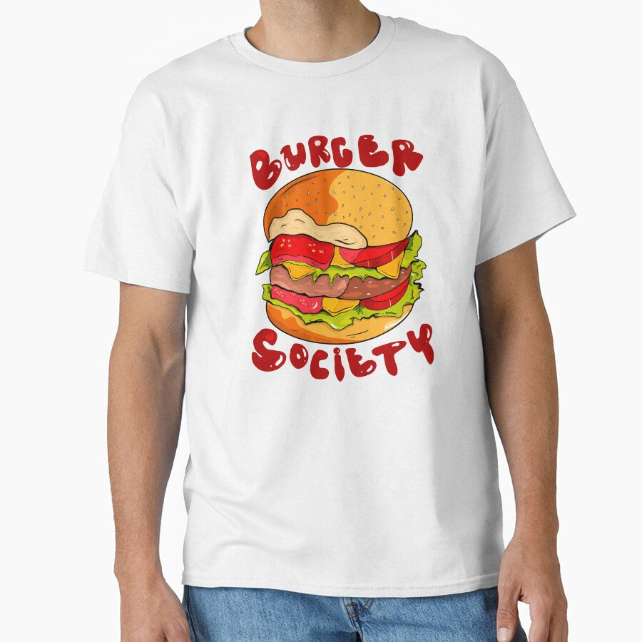Burger Society – Retro Cheeseburger Food Lover Illustration by chupichapa Unisex , , , Long Sleeve Tee