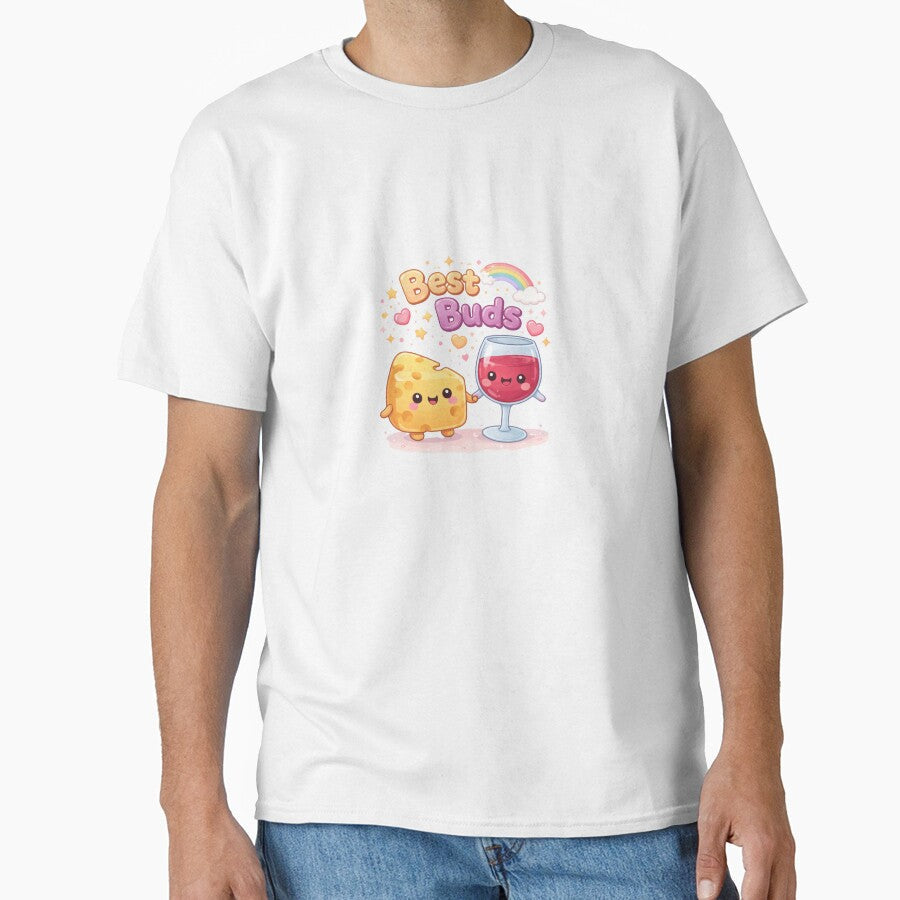 Best Buds Cheese and Wine Kawaii by CreativeEmily Unisex , , , Long Sleeve Tee