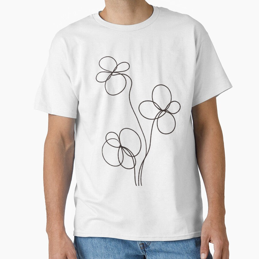 Flowers cotton line graphic by Valeripva Unisex , , , Long Sleeve Tee