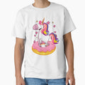 Rainbown Pastel Colors Unicorn Donut Funny Gift by chihai Unisex , , , Long Sleeve Tee