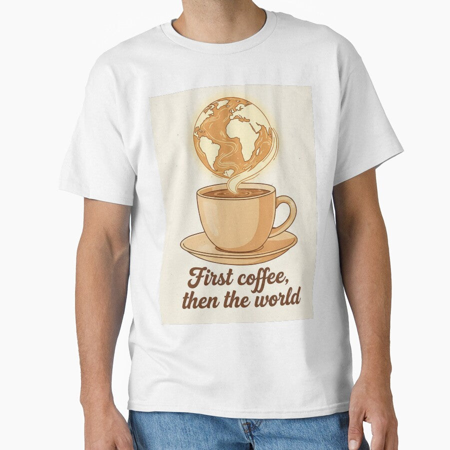 First Coffee, Then the World – Coffee Lovers Design by thecoachpotato Unisex , , , Long Sleeve Tee