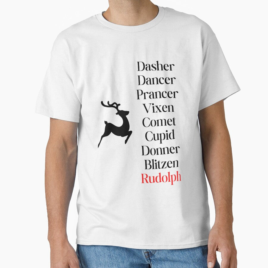 Simple Reindeer Names with Reindeer by SimpleSteve Unisex , , , Long Sleeve Tee