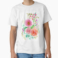 Pink Peach Flower in Watercolor Painting by MyArt23 Unisex , , , Long Sleeve Tee