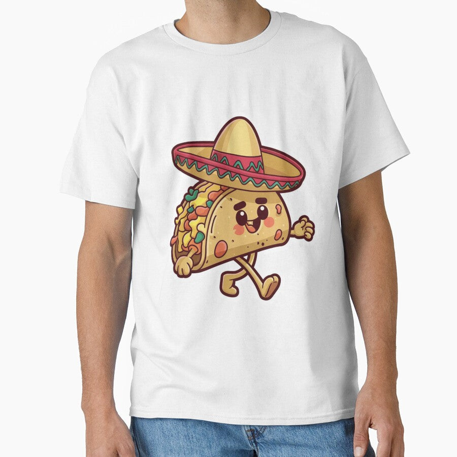 Adorable Taco with Sombrero Cartoon by yasarstore Unisex , , , Long Sleeve Tee