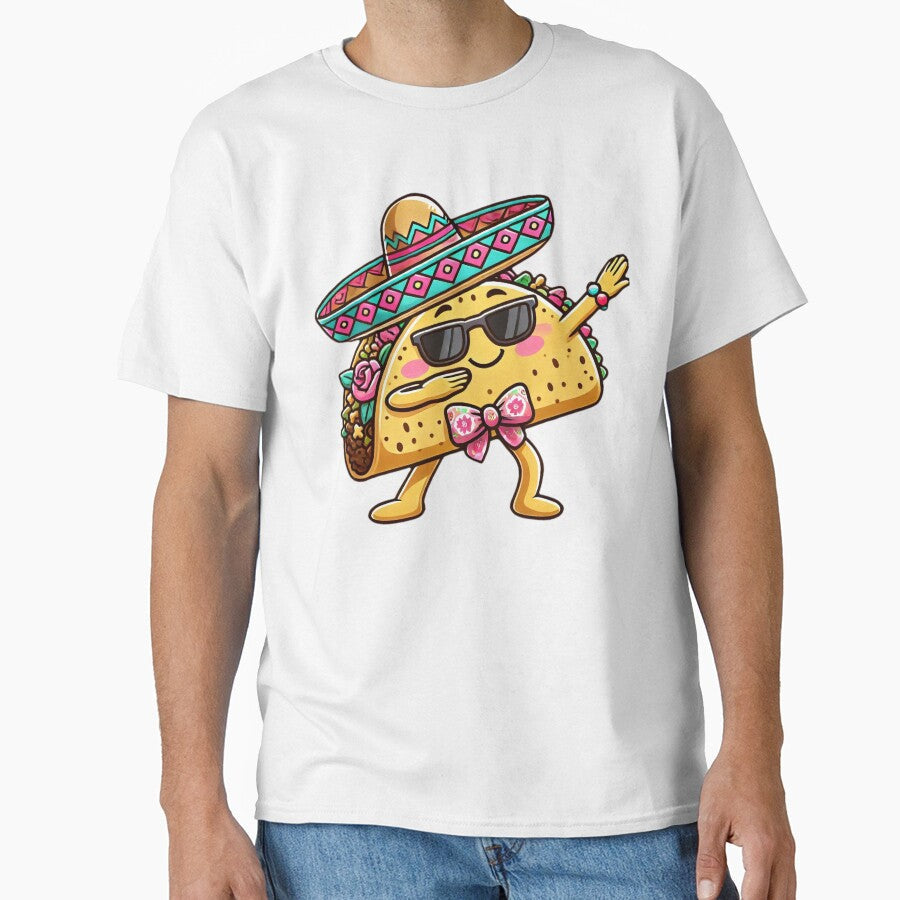 Dabbing Taco with Sombrero in Chicana Style by Dazeville Studio1541 Unisex , , , Long Sleeve Tee