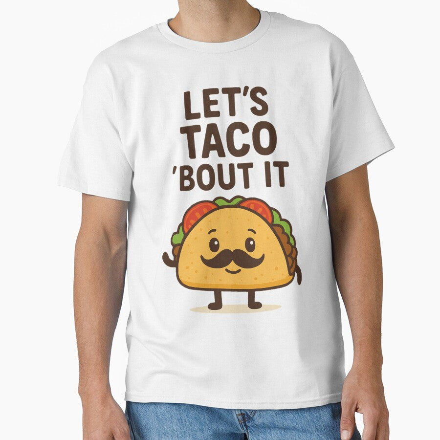 Let’s Taco ’Bout It – Funny Taco with Mustache by MythoWorldddd Unisex , , , Long Sleeve Tee