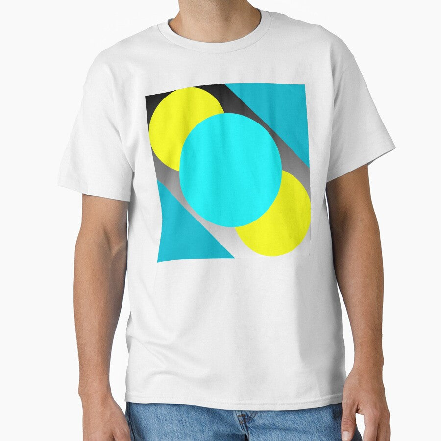 Vibrant Overlapping Yellow & Cyan Circles - Modern Geometric Abstract Art Print by Faali950