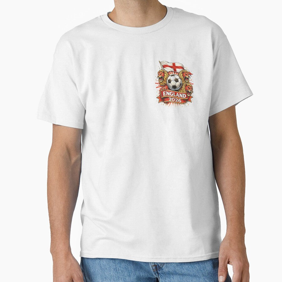 England 2026 – Three Lions Shield Back Print Design by ZEBBEDE - Minimal Streetwear