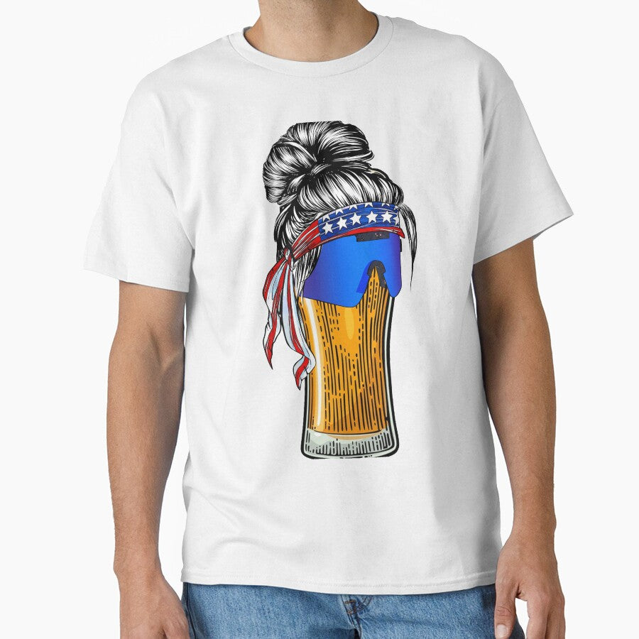 Bun Girl Beer Art 2VT by WaveOcean123 Unisex , , , Long Sleeve Tee