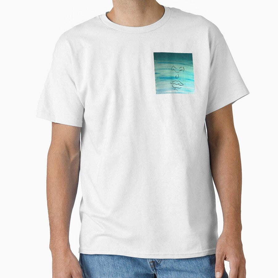 Minimalist Face on Blue Waters – Abstract Line Art by Luhxyraa