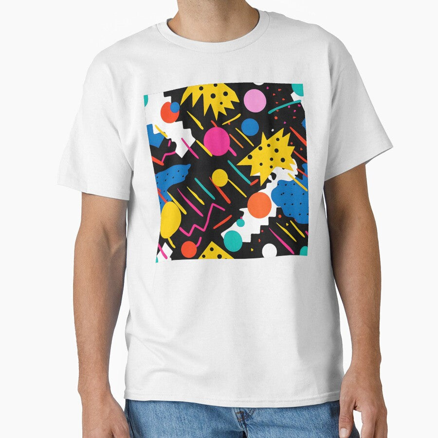 Pop Art Pink, Blue And Yellow Vibrant Abstract by DEC02 Unisex , , , Long Sleeve Tee