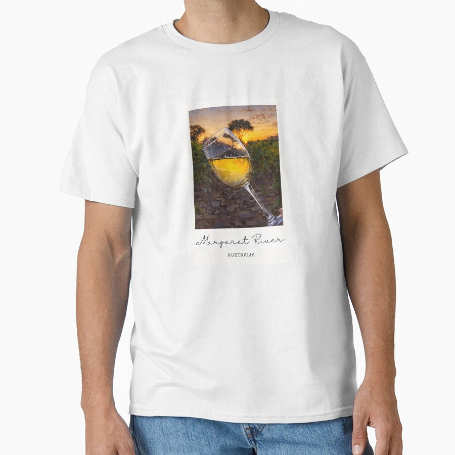 Margaret River White Wine Vineyard - Vintage Souvenir by twentytwo ART souvenir designs Unisex , , , Long Sleeve Tee