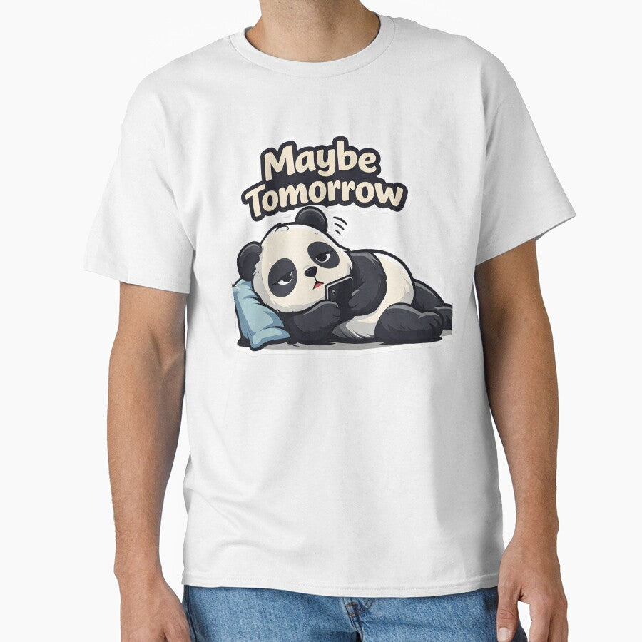 Maybe Tomorrow Panda | Cute Lazy Panda Sticker by TheLazyVibe Unisex , , , Long Sleeve Tee