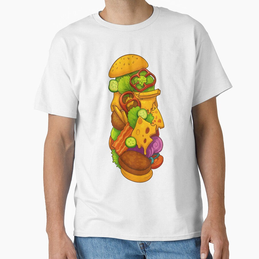 Ultimate Stacked Burger Cartoon Art by AgAndOl Unisex , , , Long Sleeve Tee