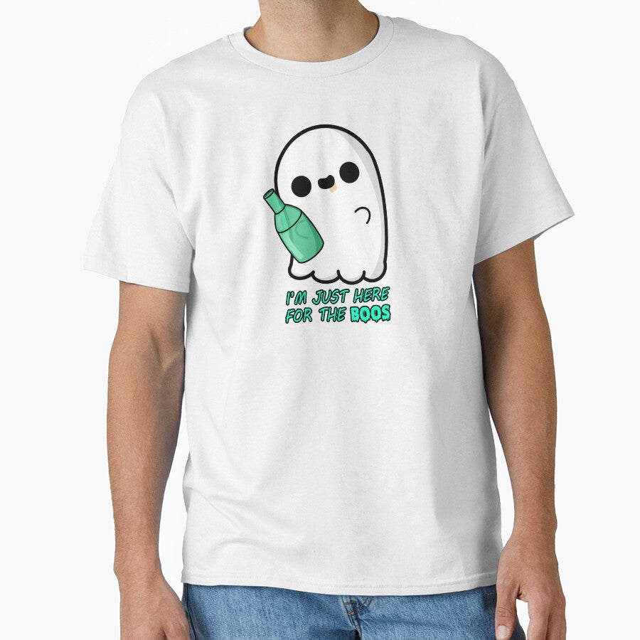 Cute Cartoon Ghost|| I'm Just Here for the Boos || Kawaii Halloween by cookingwithten Unisex , , , Long Sleeve Tee