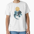 Abstract Overlapping Planet Moons in Black, Blue. and Gold by Hannah Rothstein