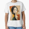 Bauhaus female portrait - Mid Century - Earth tones  - Modern painting abstract by CattlettArt