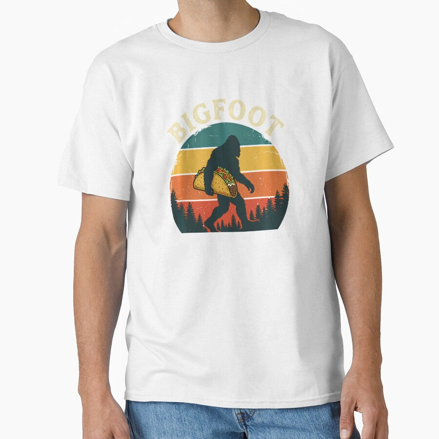 Bigfoot Taco Retro Sunset by irifine Unisex , , , Long Sleeve Tee