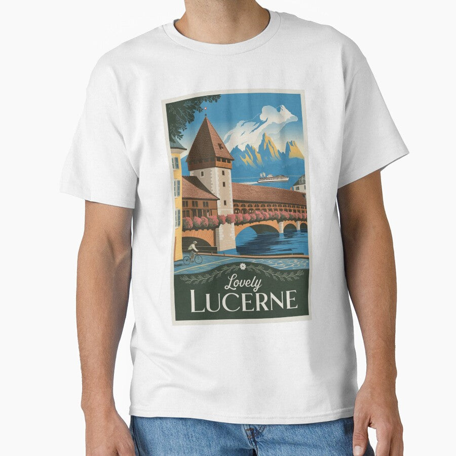Lucerne Vintage Travel Poster by TravelerRat Unisex , , , Long Sleeve Tee