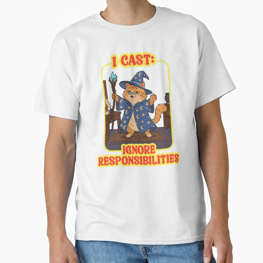 Lazy Wizard Cat by Milasneeze Unisex , , , Long Sleeve Tee