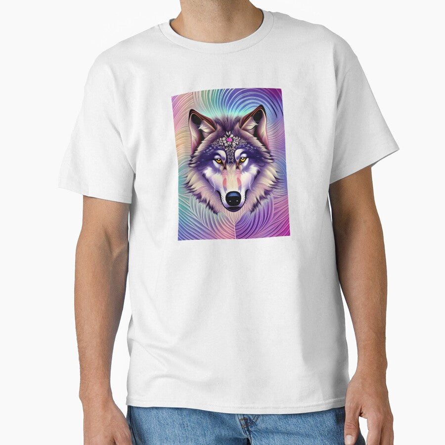 Psychedelic Pastel Wolf and Her Piercing Yellow Eyes by Stian Iversen