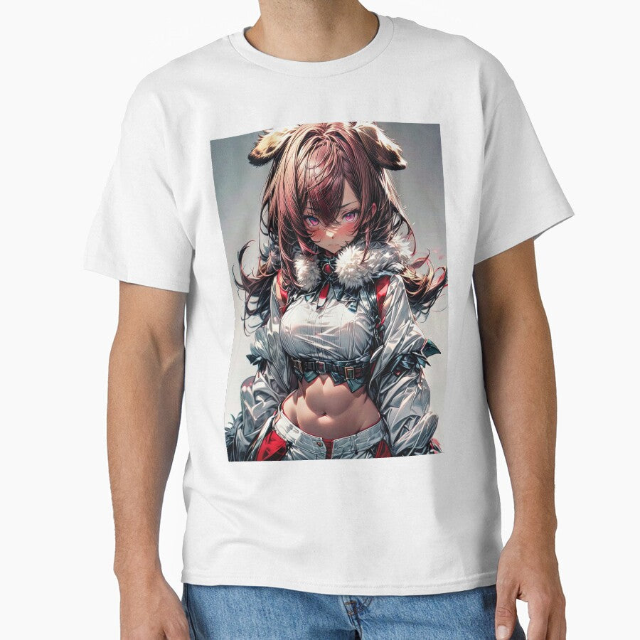 Anime snow girl fighter with bear ears portrait art by TheArtistOf2022 Unisex , , , Long Sleeve Tee
