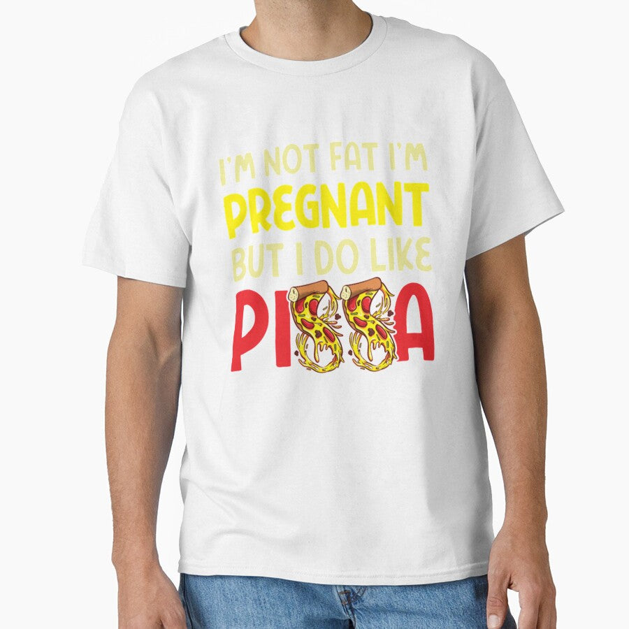 Pregnant But I Like Pizza by ClamenTaon Unisex , , , Long Sleeve Tee