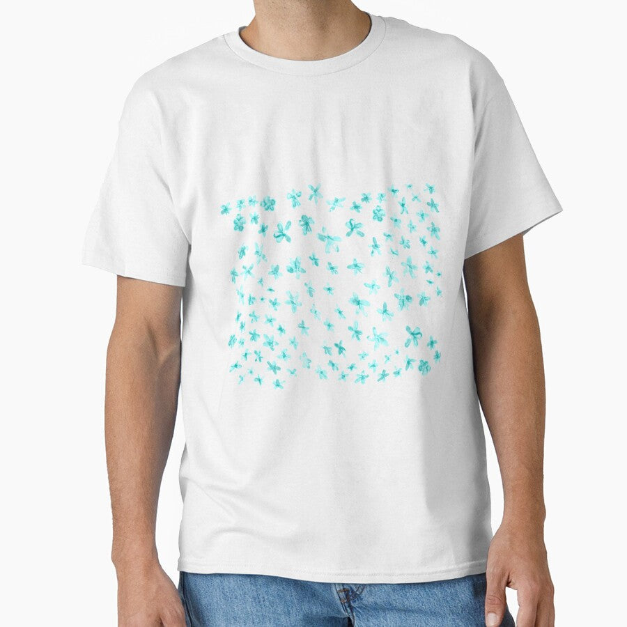 Teal Flowers by Dsfoxco Unisex , , , Long Sleeve Tee
