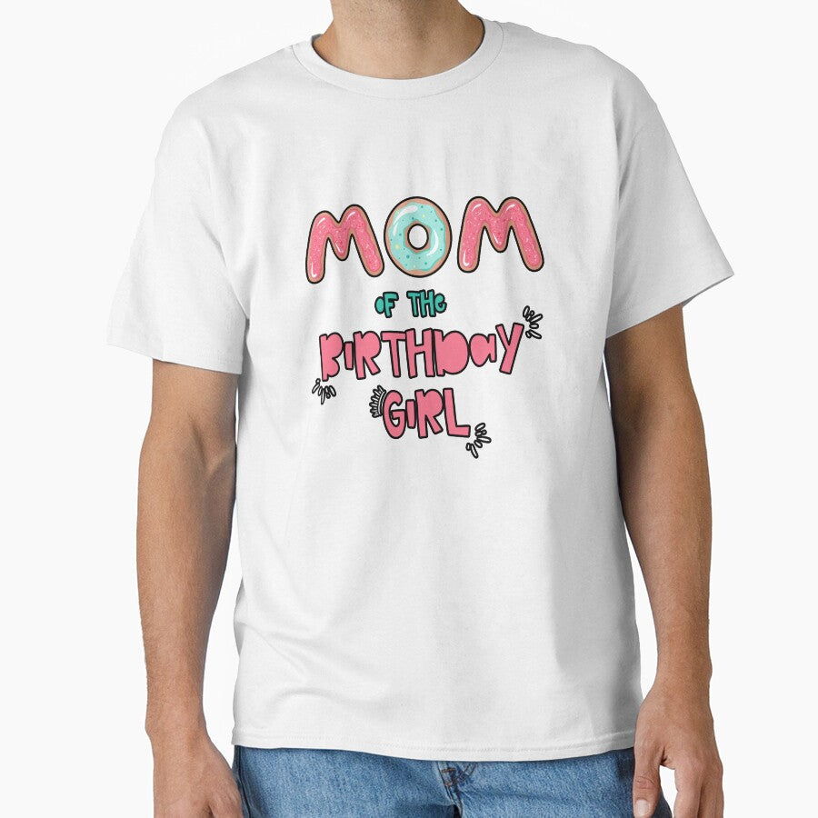 Mom of the Birthday Family Donut theme by SwankyFine Unisex , , , Long Sleeve Tee