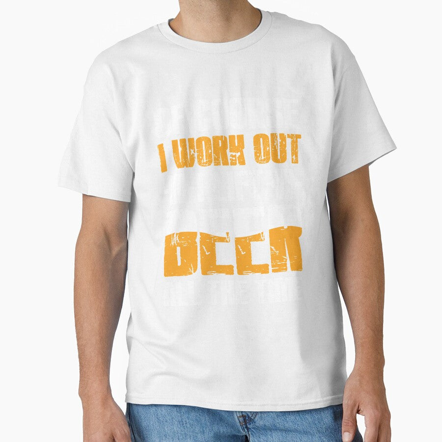 Funny Beer Work Out Humor Drinking Exercise Joke by mmos Unisex , , , Long Sleeve Tee