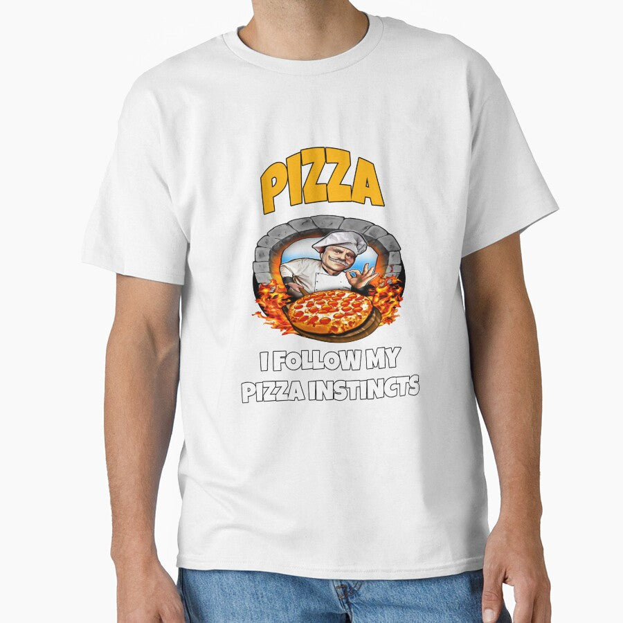 Funny Pizza Lover Humorous Design Pizza I Follow My Pizza Instincts. by fantasticdesign Unisex , , , Long Sleeve Tee