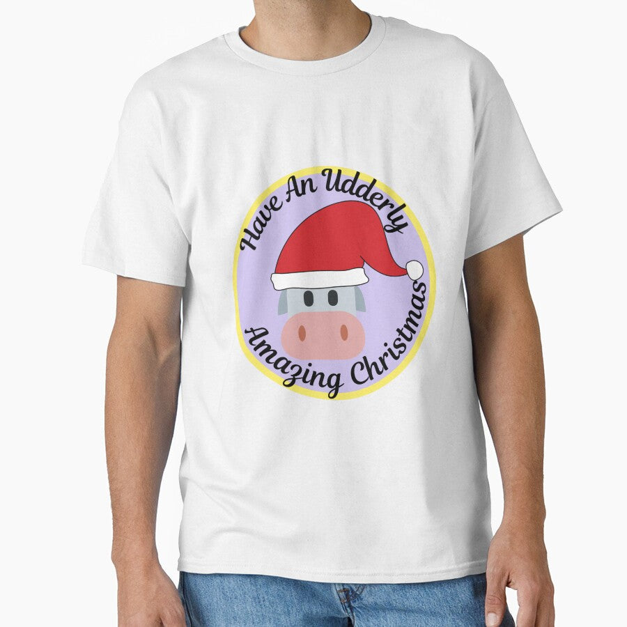 Cute and Funny Christmas Cow Pun by DylanJones1 Unisex , , , Long Sleeve Tee