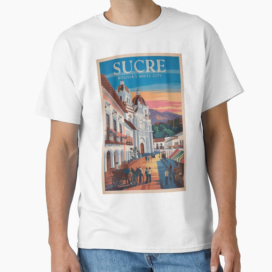 Sucre Vintage Travel Poster by TravelerRat Unisex , , , Long Sleeve Tee